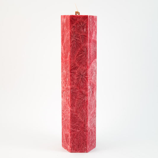 Kristālstearīna mežģīņsvece ⌀ 5x20 cm, sarkana