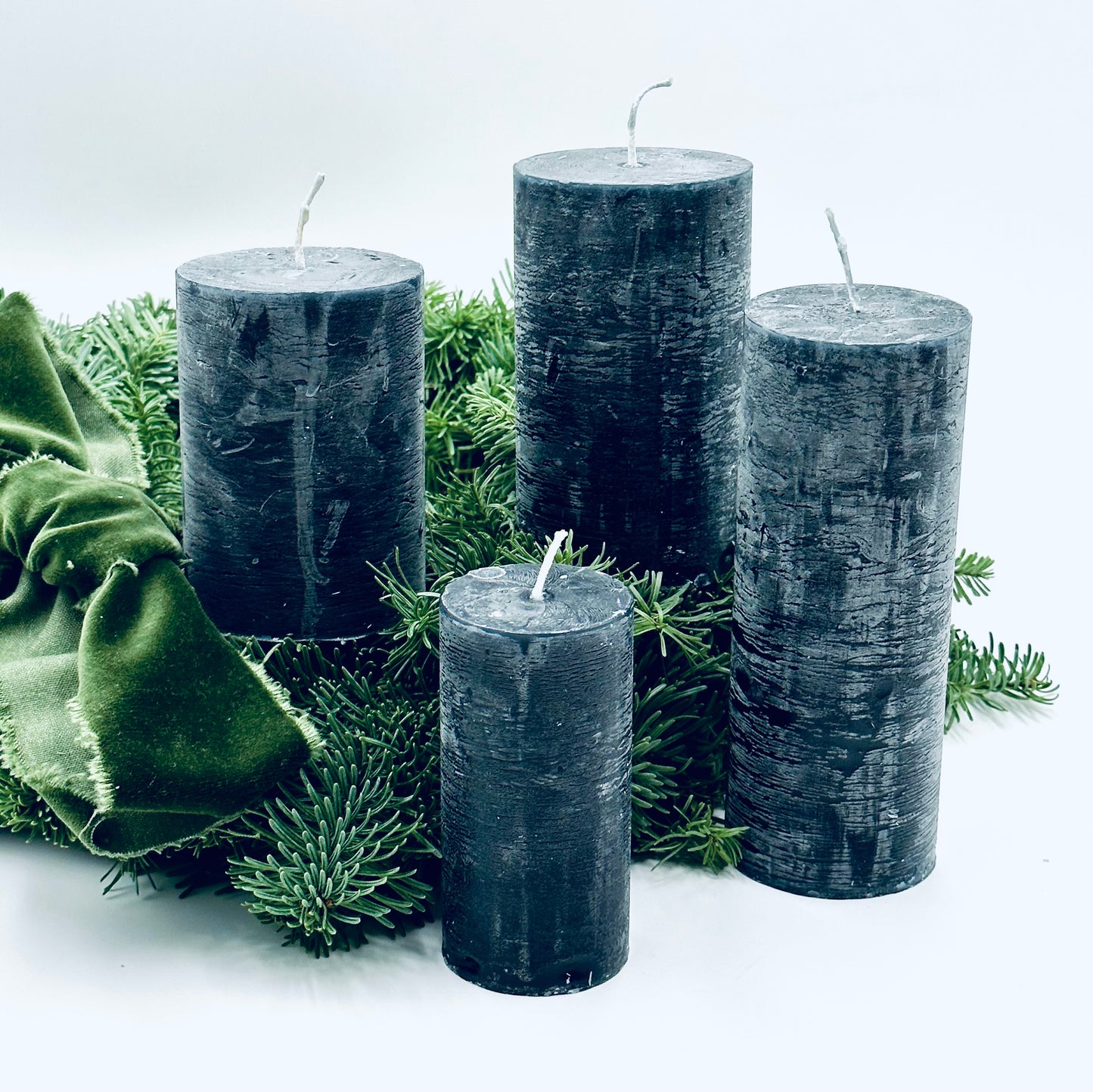 Advent set "Black", 4 black rustic candles