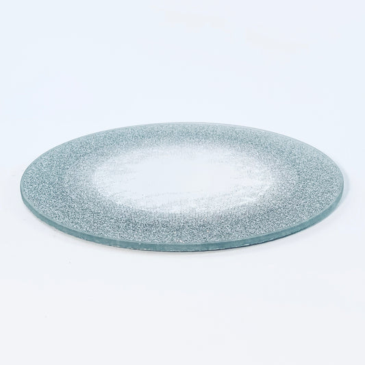 Glass candle pad, mirror surface and silver edge, ⌀ 15 cm