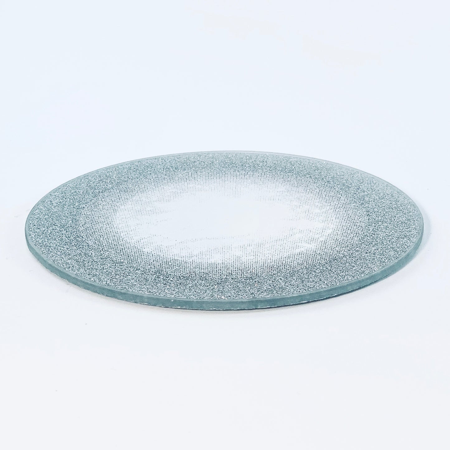 Glass candle pad, mirror surface and silver edge, ⌀ 15 cm
