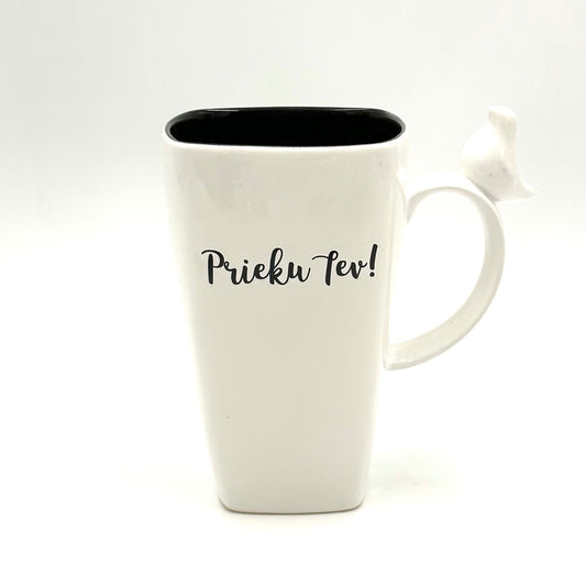 Ceramic mug "Prieku Tev!", white