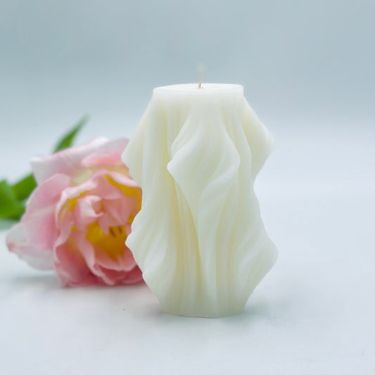 Veil candle, white, 7x11 cm