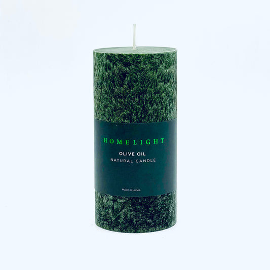 "Homelight" olīveļļas kristālstearīna svece ⌀ 6 x 12cm, smaragdzaļa