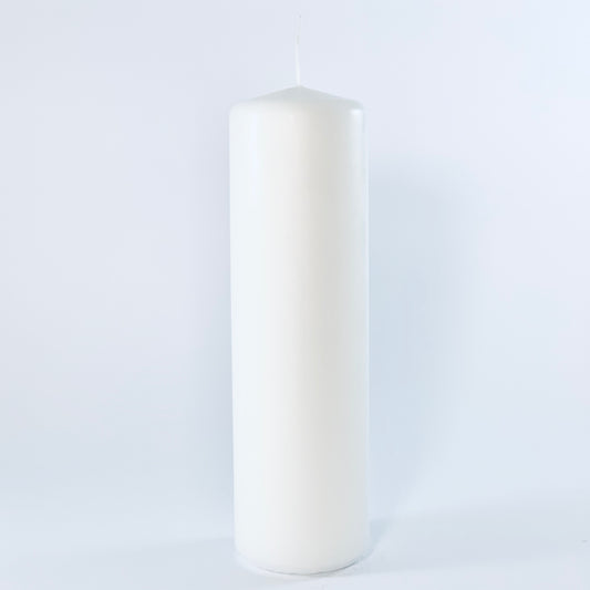 Pulverspiestā svece ⌀ 6x18 cm, balta.