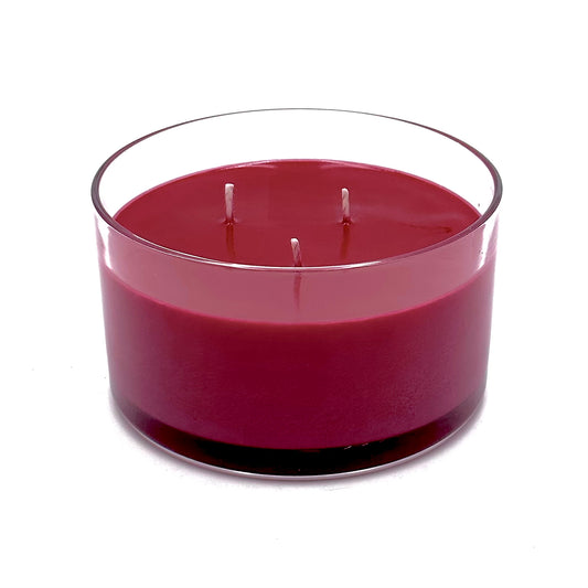 Soy wax candle "Love" in a glass container, with three burners, ⌀ 14x8 cm