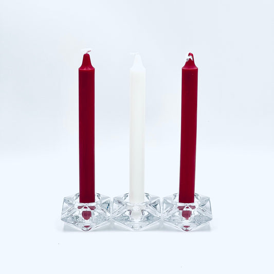 Stearin table candle set in Latvian flag colors, 3 candles 20 cm