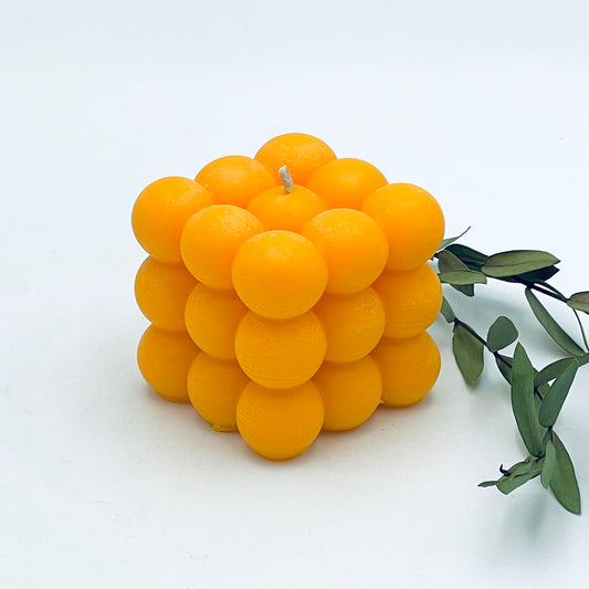 Design candle "Bubble", yellow