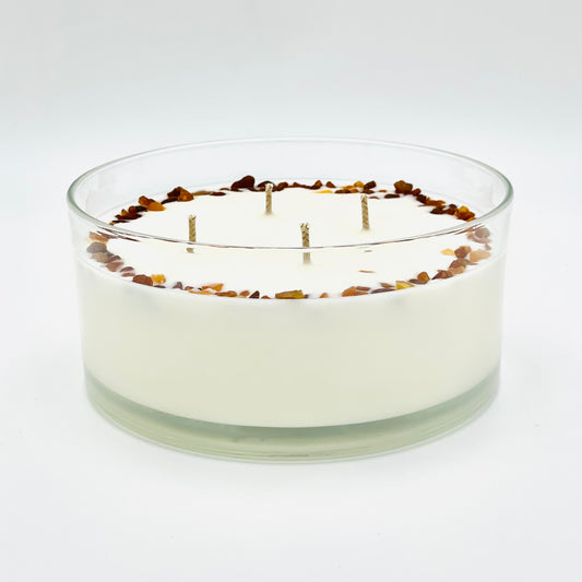 Свеча из натурального соевого воска "Янтарь и Цветы липы" с 4 конфорками, ⌀ 17x8 см