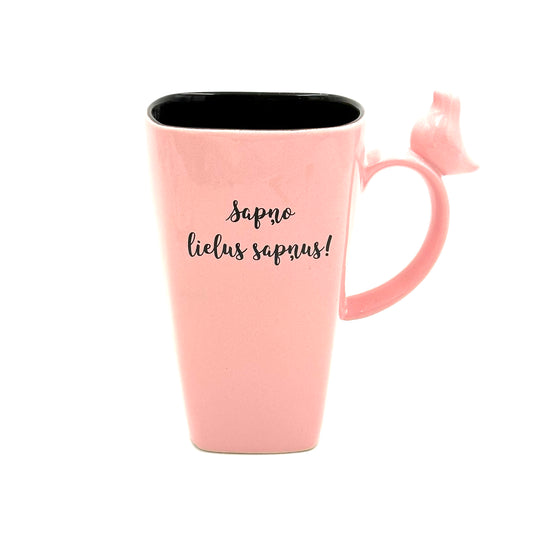 Dream big dreams ceramic mug, light pink