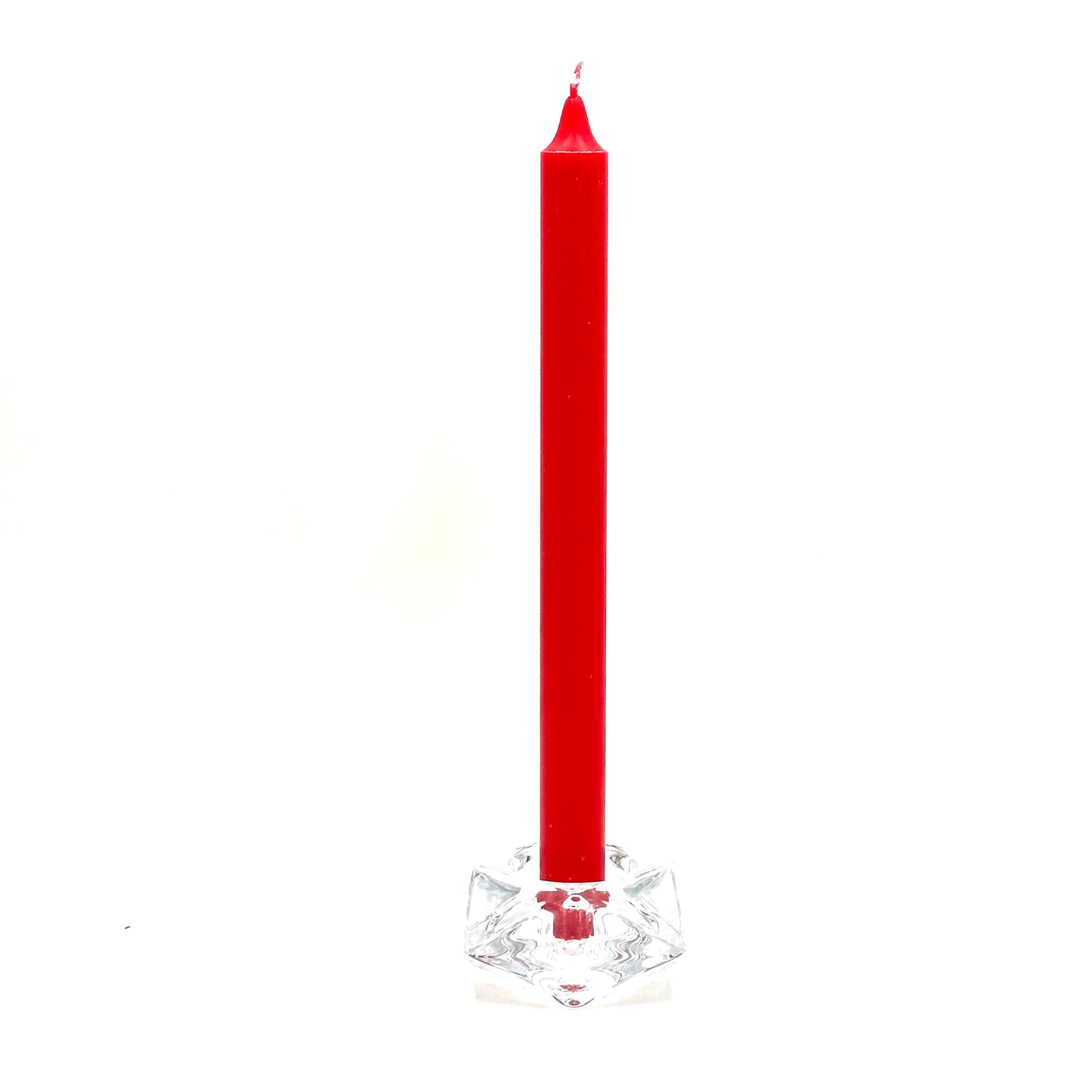 Настольная свеча, Ø 2x28 см, красная, ребристая