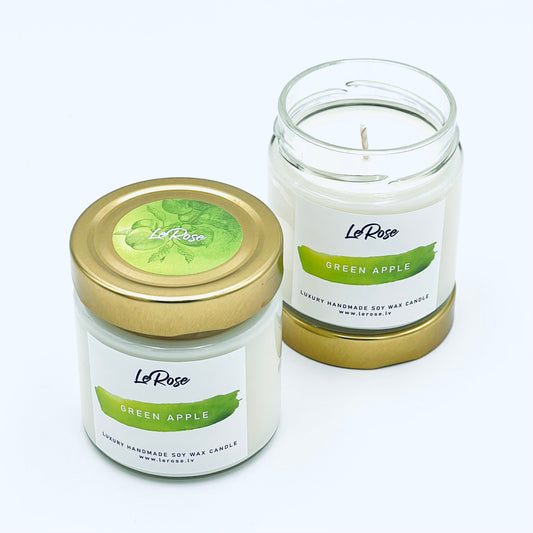 Soy wax candle "LeRose" Green Apple, 40 h