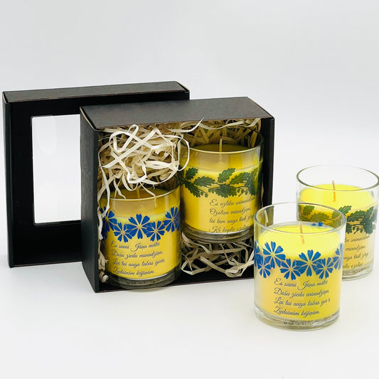 Christmas gift set "for St. John's mother and St. John's father" 2 candles, in glass containers