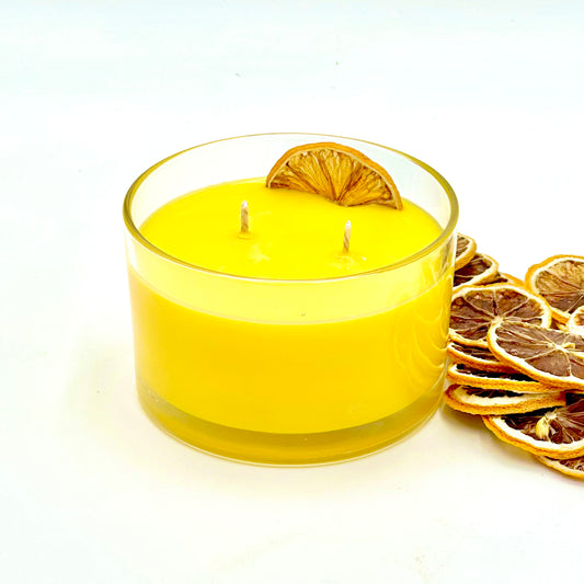 Soy wax candles "Limoncello", in a glass container with two burners, ⌀ 11x8 cm