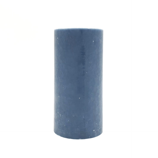 Stearin lace candle, ⌀ 7x10 cm, pigeon blue