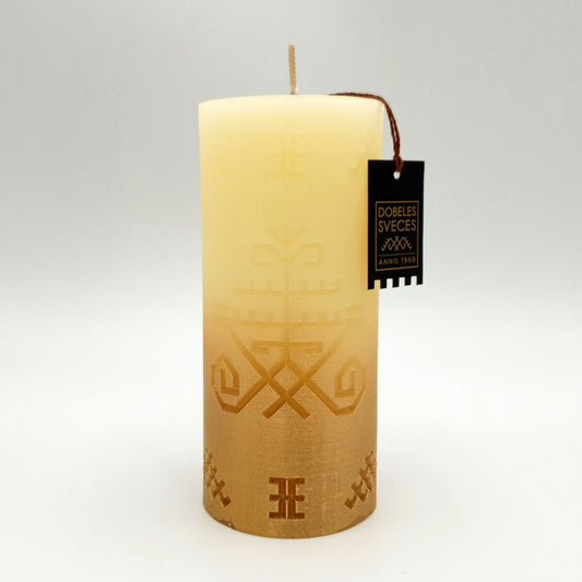 Svece ar latvju rakstu zīmi "Austras koks", ziloņkaula ar zeltu
